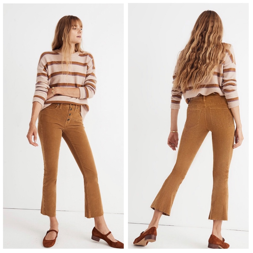 Madewell Cali Demi-Boot Crop Corduroy Jeans, Button-Front Edition